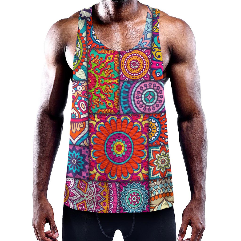 Square Bohemian Mandala Patchwork Print Training Tank Top
