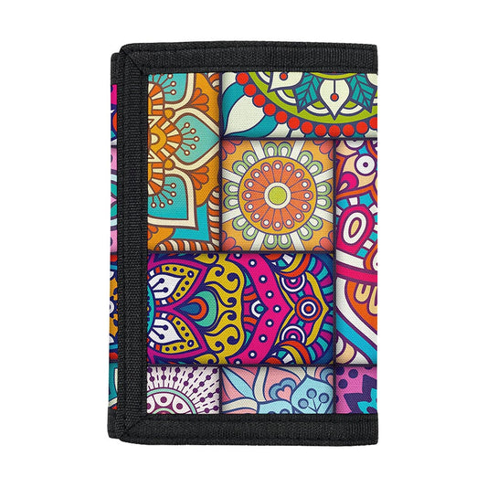 Square Bohemian Mandala Patchwork Print Trifold Wallet
