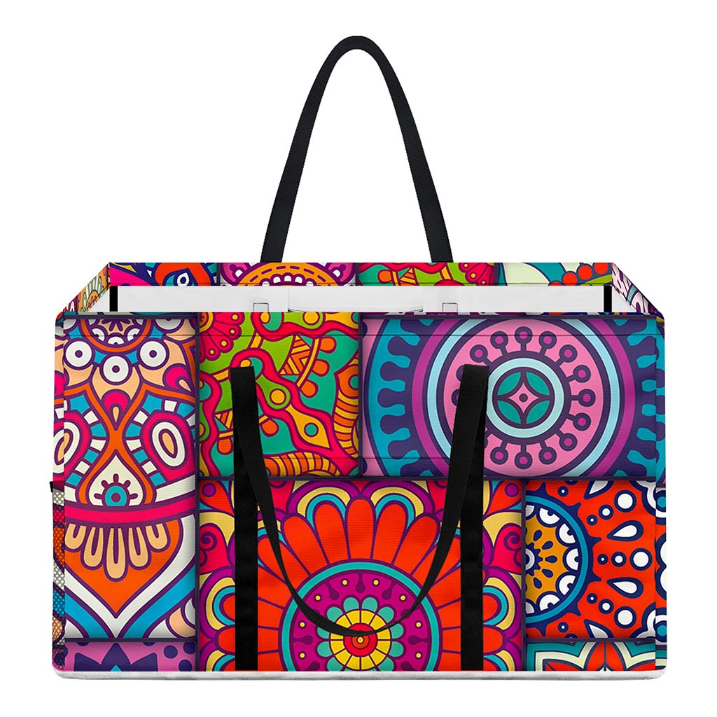 Square Bohemian Mandala Patchwork Print Utility Tote Bag