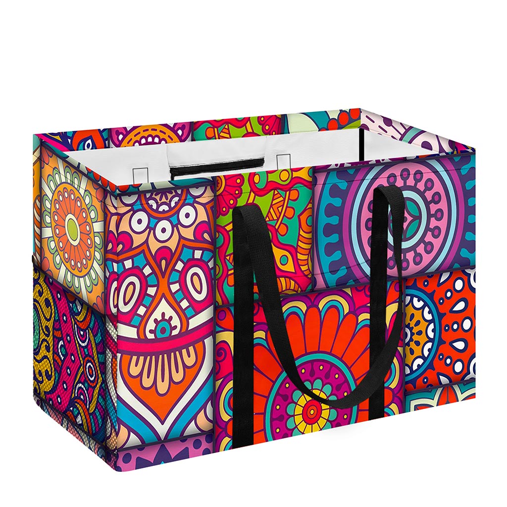 Square Bohemian Mandala Patchwork Print Utility Tote Bag