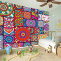Square Bohemian Mandala Patchwork Print Wall Sticker
