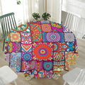 Square Bohemian Mandala Patchwork Print Waterproof Round Tablecloth