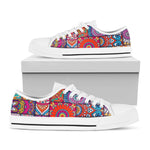 Square Bohemian Mandala Patchwork Print White Low Top Sneakers