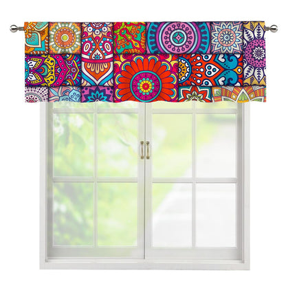 Square Bohemian Mandala Patchwork Print Window Valance