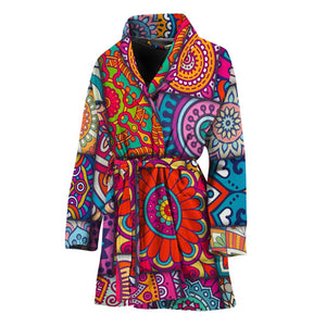 Square Bohemian Mandala Patchwork Print Women's Bathrobe