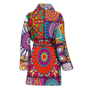 Square Bohemian Mandala Patchwork Print Women's Bathrobe