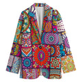 Square Bohemian Mandala Patchwork Print Women's Cotton Blazer