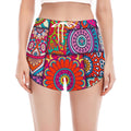 Square Bohemian Mandala Patchwork Print Women's Split Running Shorts