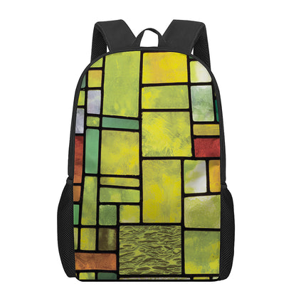Square Stained Glass Mosaic Print 17 Inch Backpack