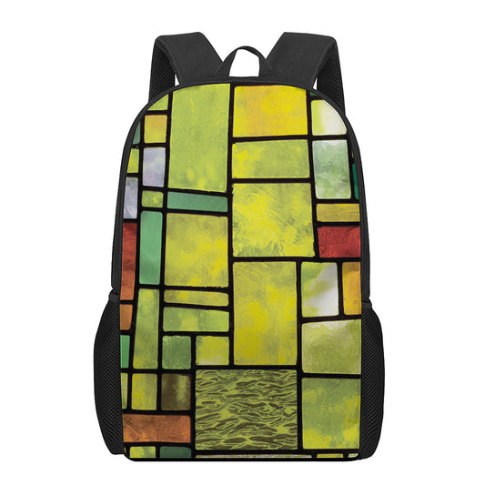 Square Stained Glass Mosaic Print 17 Inch Backpack