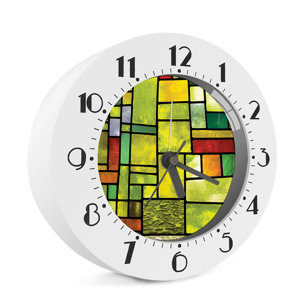 Square Stained Glass Mosaic Print Alarm Clock