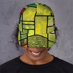 Square Stained Glass Mosaic Print Baseball Cap