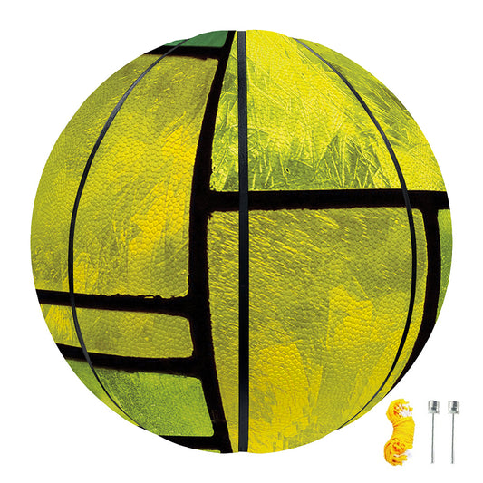 Square Stained Glass Mosaic Print Basketball