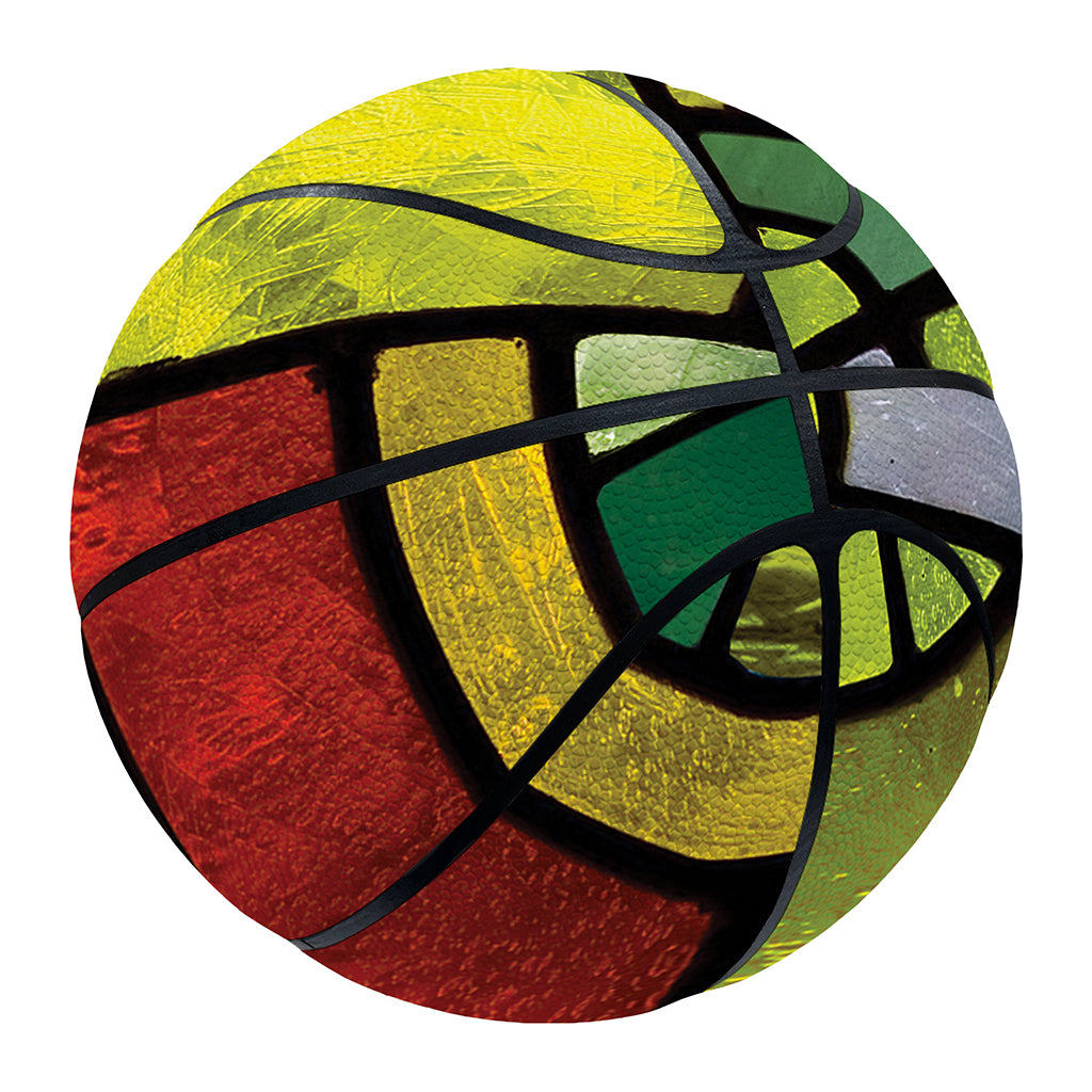 Square Stained Glass Mosaic Print Basketball