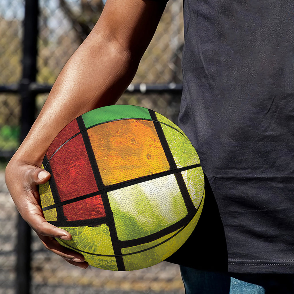 Square Stained Glass Mosaic Print Basketball