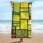 Square Stained Glass Mosaic Print Beach Towel