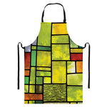 Square Stained Glass Mosaic Print Bib Apron With Pocket