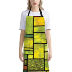 Square Stained Glass Mosaic Print Bib Apron With Pocket