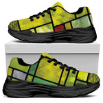 Square Stained Glass Mosaic Print Black Chunky Shoes