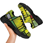 Square Stained Glass Mosaic Print Black Chunky Shoes