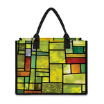 Square Stained Glass Mosaic Print Canvas Tote Bag