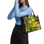 Square Stained Glass Mosaic Print Canvas Tote Bag