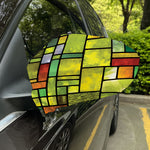 Square Stained Glass Mosaic Print Car Side Mirror Covers