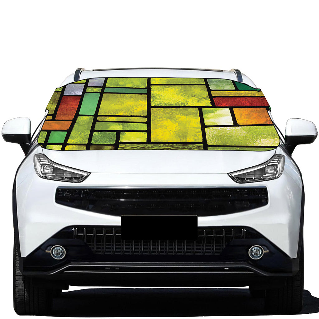 Square Stained Glass Mosaic Print Car Windshield Snow Cover