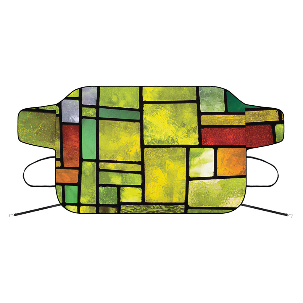 Square Stained Glass Mosaic Print Car Windshield Snow Cover