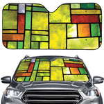 Square Stained Glass Mosaic Print Car Windshield Sun Shade