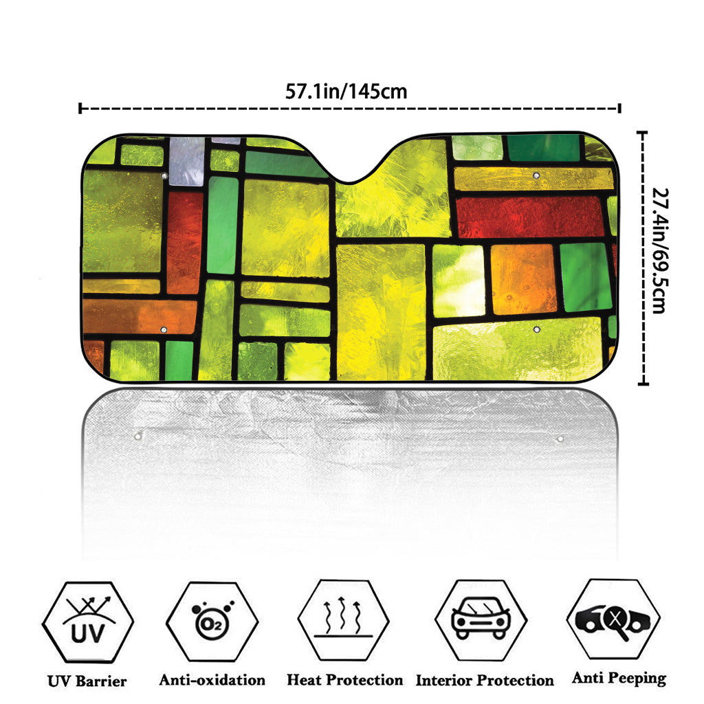 Square Stained Glass Mosaic Print Car Windshield Sun Shade