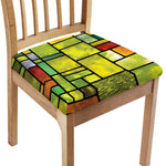 Square Stained Glass Mosaic Print Chair Cushion Cover