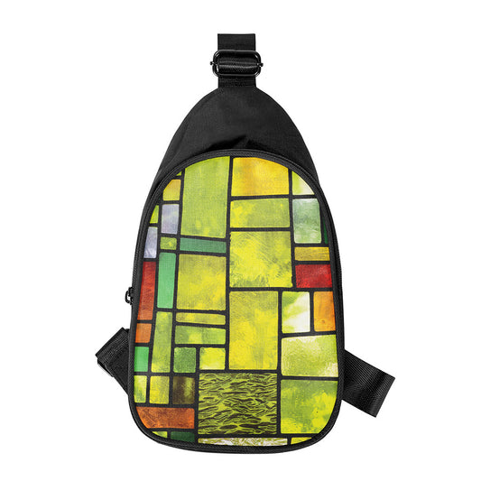 Square Stained Glass Mosaic Print Chest Bag