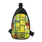 Square Stained Glass Mosaic Print Chest Bag