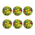Square Stained Glass Mosaic Print Coaster Set