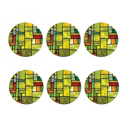 Square Stained Glass Mosaic Print Coaster Set