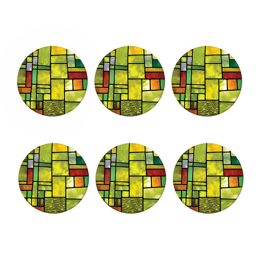 Square Stained Glass Mosaic Print Coaster Set