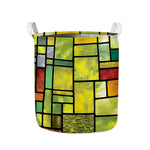 Square Stained Glass Mosaic Print Collapsible Laundry Basket