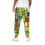Square Stained Glass Mosaic Print Cotton Pants