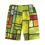 Square Stained Glass Mosaic Print Cotton Shorts