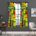 Square Stained Glass Mosaic Print Grommet Curtain Panels