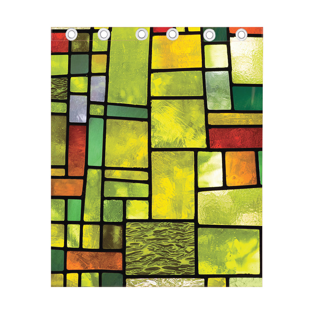 Square Stained Glass Mosaic Print Curtain