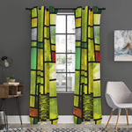 Square Stained Glass Mosaic Print Curtain