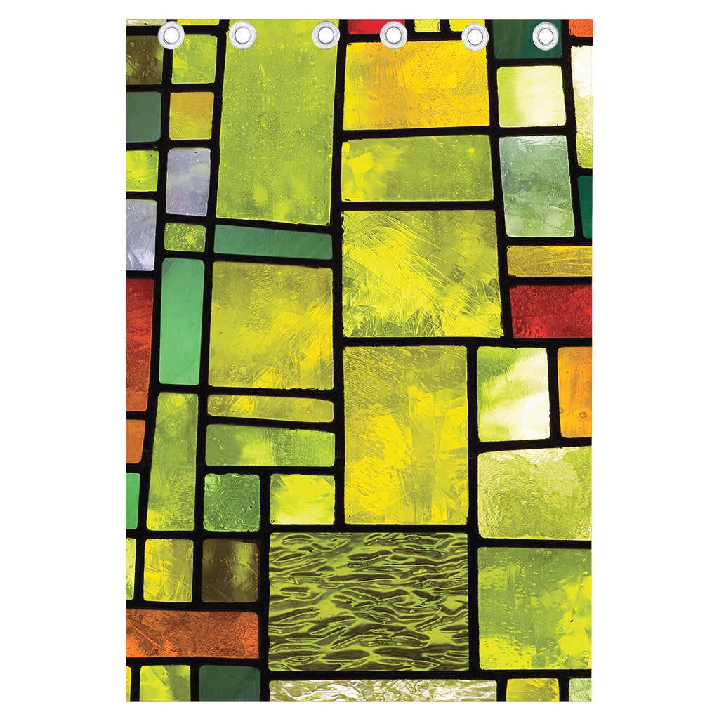 Square Stained Glass Mosaic Print Curtain