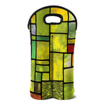 Square Stained Glass Mosaic Print Double Neoprene Wine Tote