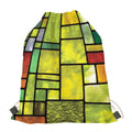 Square Stained Glass Mosaic Print Drawstring Bag