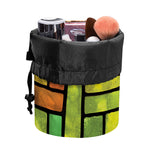 Square Stained Glass Mosaic Print Drawstring Makeup Bag