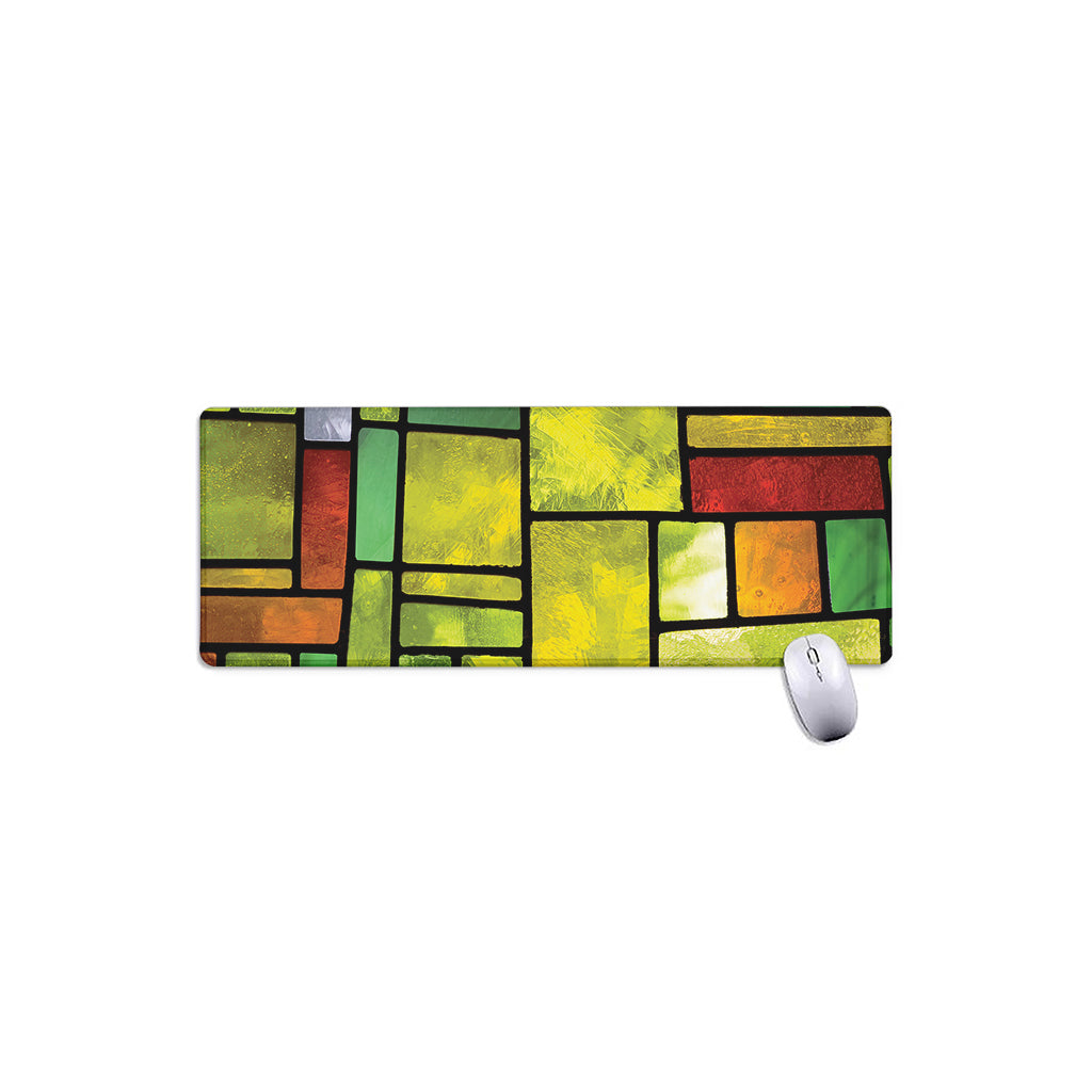 Square Stained Glass Mosaic Print Extended Mouse Pad