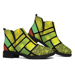 Square Stained Glass Mosaic Print Flat Ankle Boots