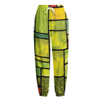 Square Stained Glass Mosaic Print Fleece Lined Knit Pants